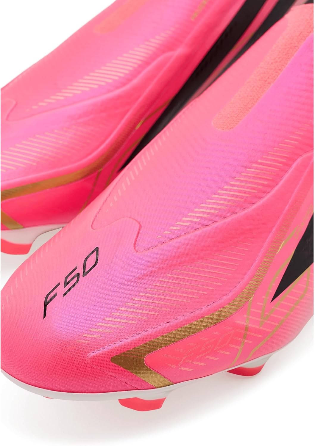 image:imageadidas F50 Hyperfast League Laceless Firm Ground Soccer CleatsSolar TurboCore BlackGold Metallic