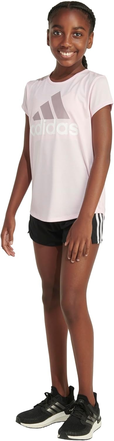 image:imageadidas Girls Short Sleeve Scoop Neck Tee TShirtClear Pink Heather