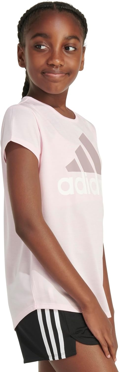 image:imageadidas Girls Short Sleeve Scoop Neck Tee TShirtClear Pink Heather