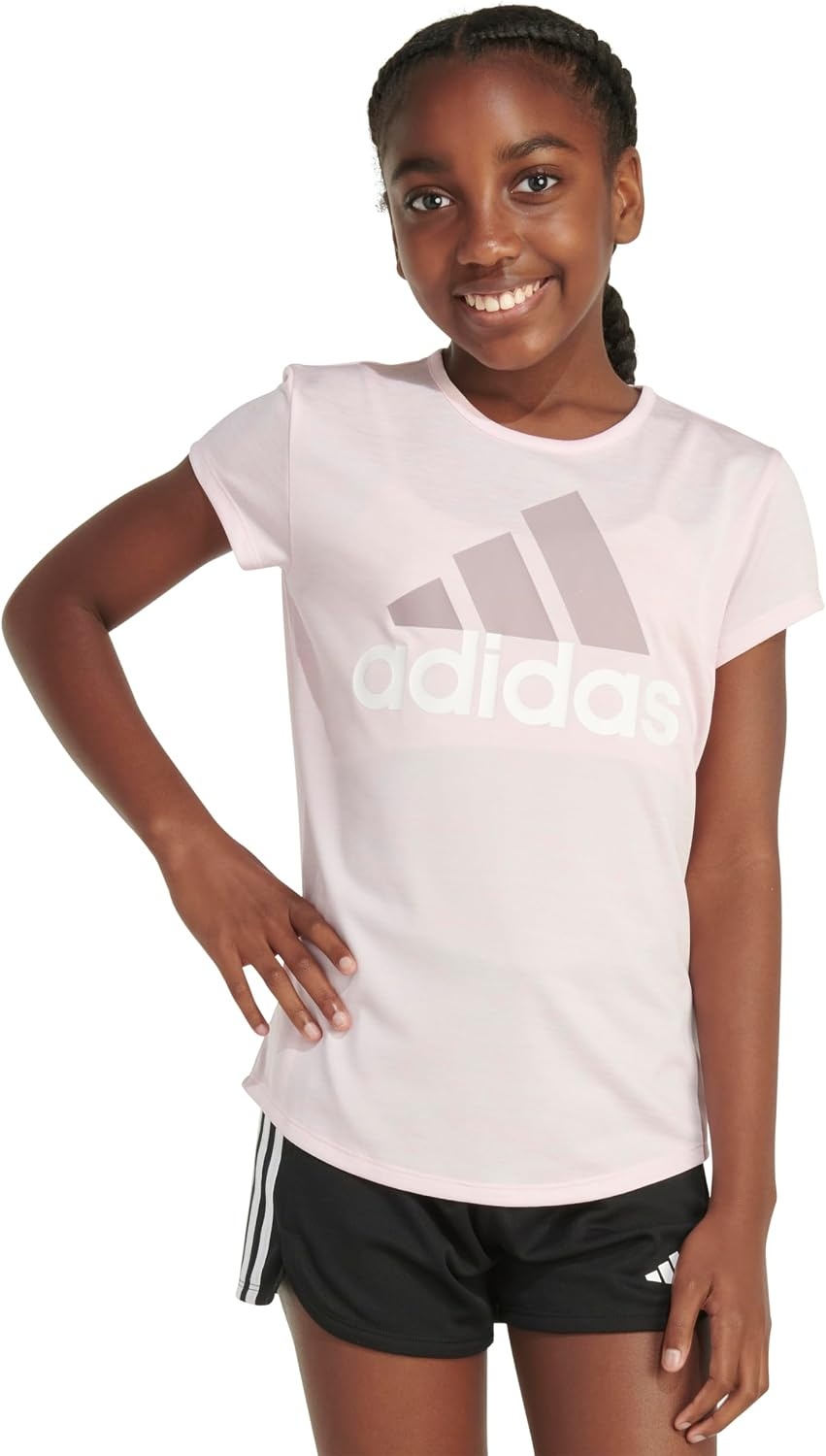 image:imageadidas Girls Short Sleeve Scoop Neck Tee TShirtClear Pink Heather