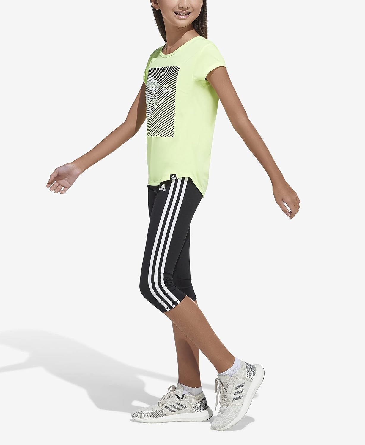 image:imageadidas Girls Short Sleeve Scoop Neck Tee TShirtHires Yellow