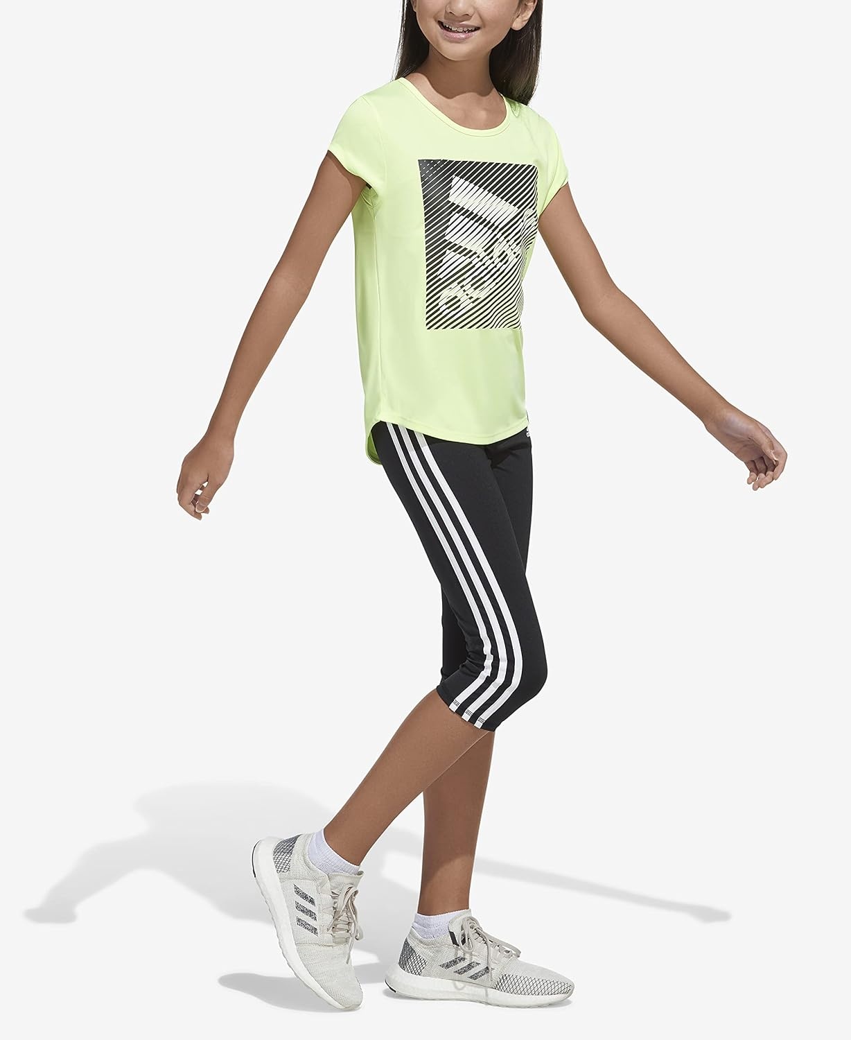 image:imageadidas Girls Short Sleeve Scoop Neck Tee TShirtHires Yellow