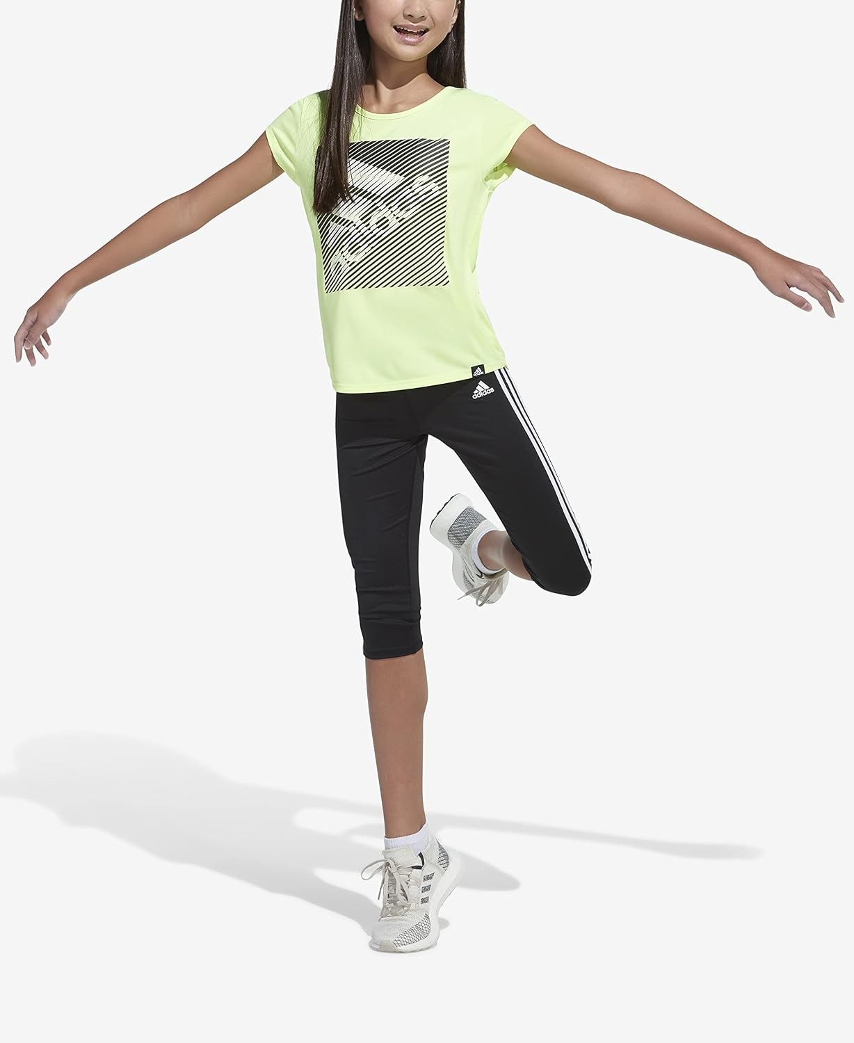 image:imageadidas Girls Short Sleeve Scoop Neck Tee TShirtHires Yellow