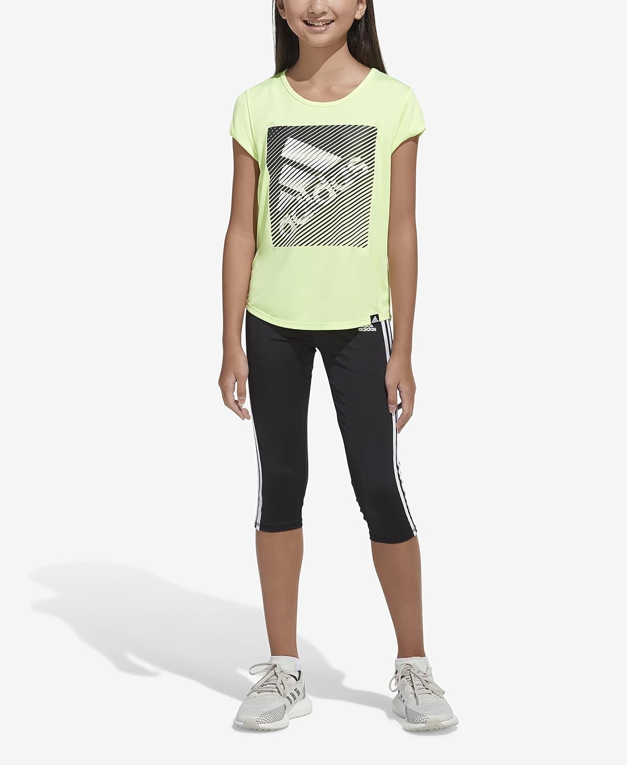 image:imageadidas Girls Short Sleeve Scoop Neck Tee TShirtHires Yellow