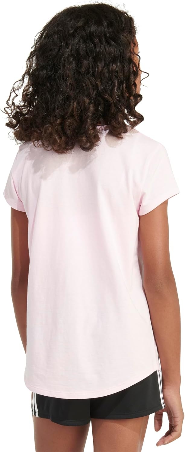 image:imageadidas Girls Short Sleeve Scoop Neck Tee TShirtLight Pink W Butterflies