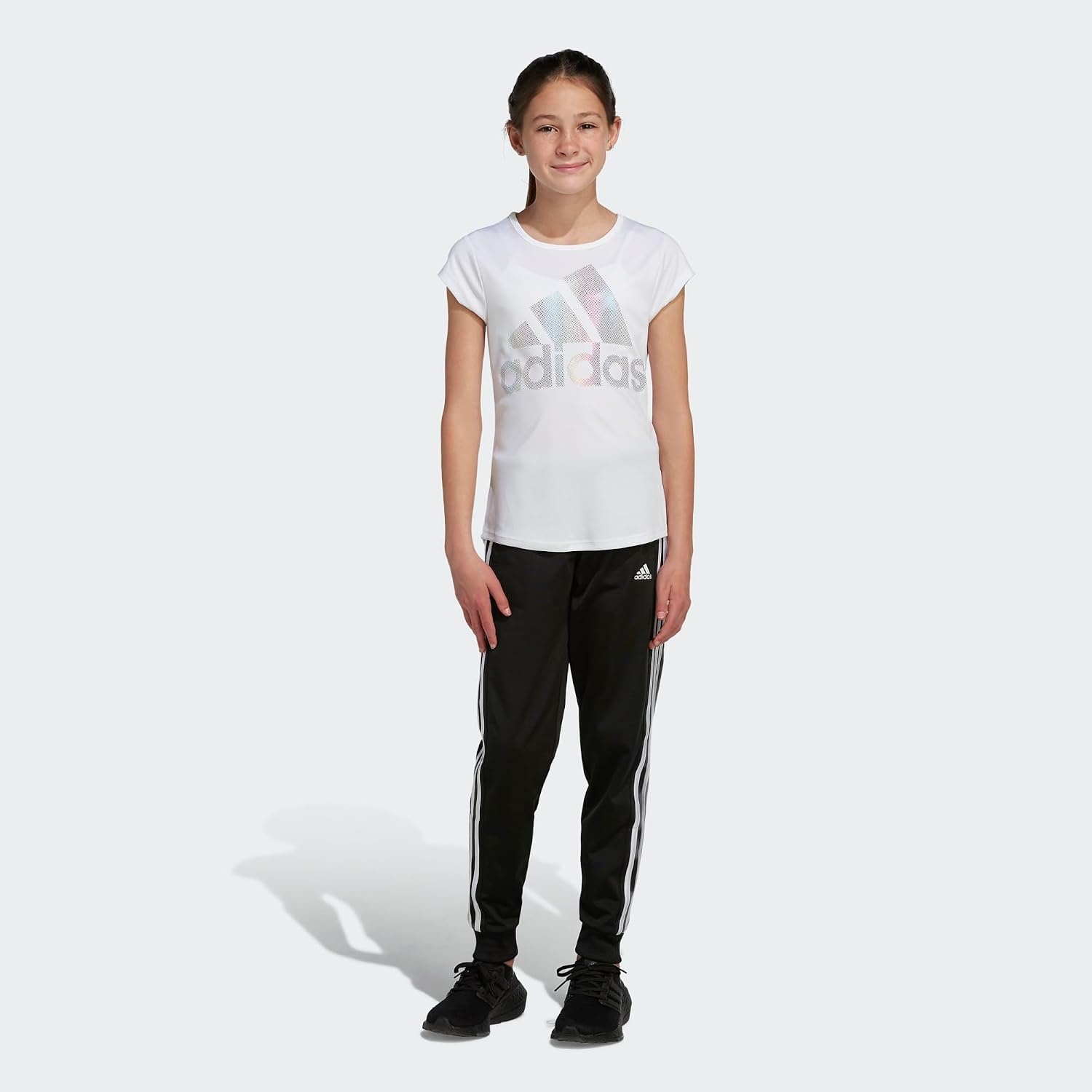 image:imageadidas Girls Short Sleeve Scoop Neck Tee TShirtWhite