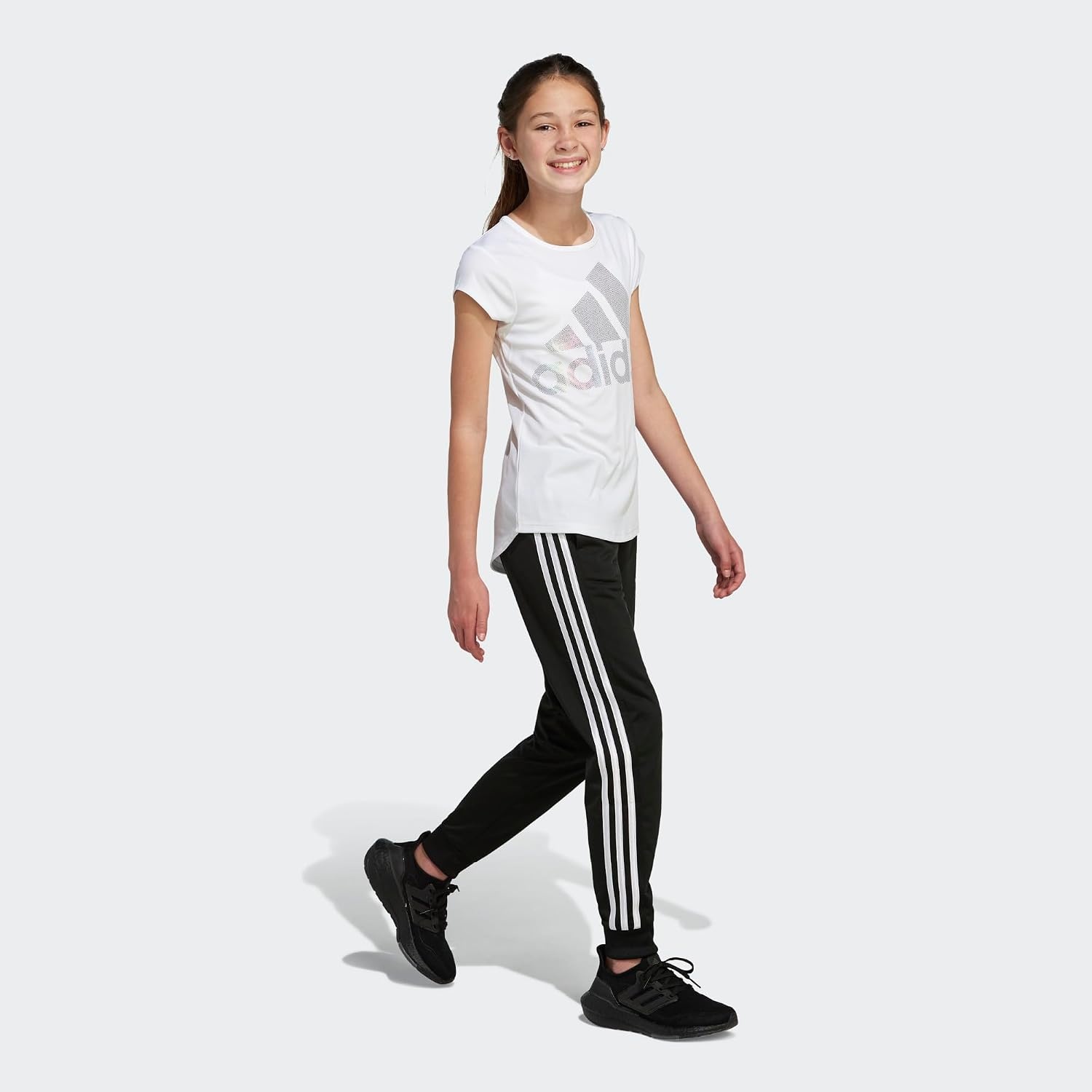 image:imageadidas Girls Short Sleeve Scoop Neck Tee TShirtWhite