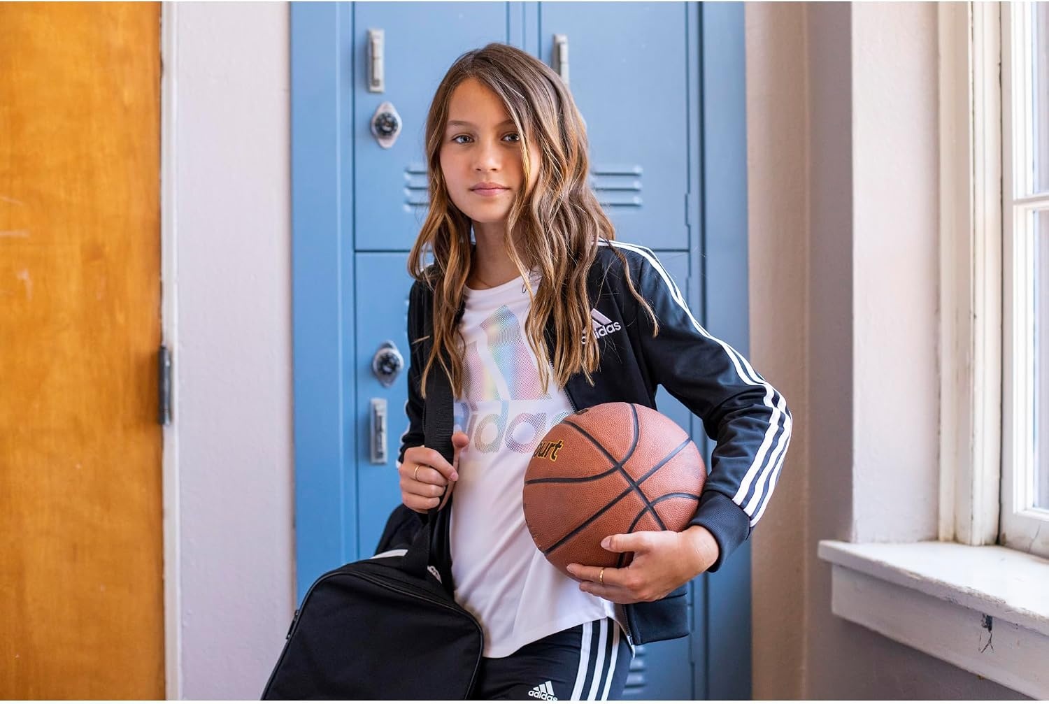 image:imageadidas Girls Short Sleeve Scoop Neck Tee TShirtWhite Rainbow Foil