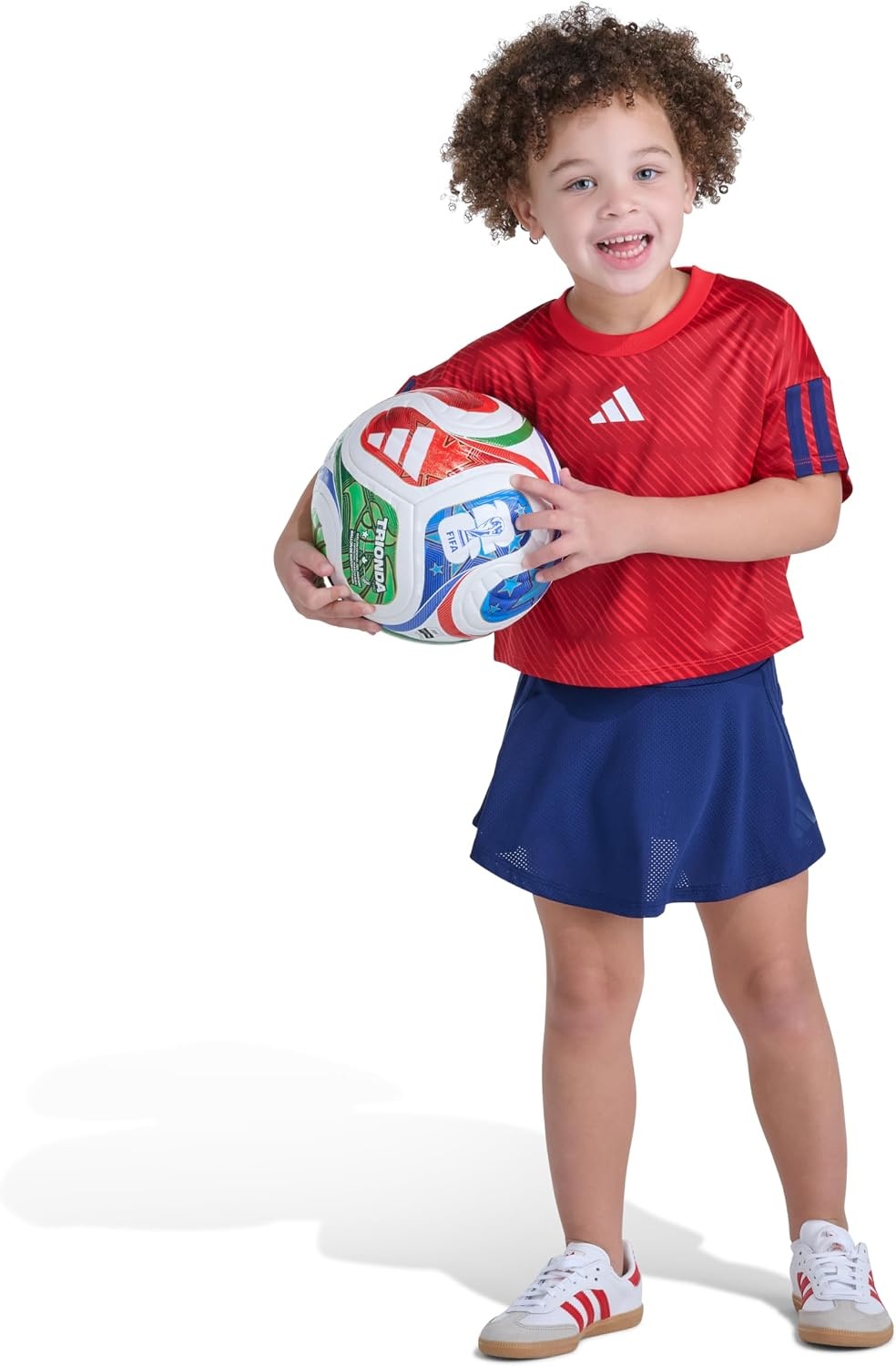 image:imageadidas Girls Short Sleeve Top and Skort Set SoccerInspired TwoPiece Outfit with BuiltIn Bike ShortsRed