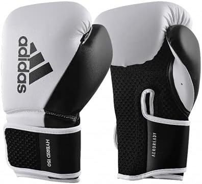 image:imageadidas Hybrid 150 Boxing Gloves Leather Training Boxing Gloves for Men amp Women Kickboxing Heavy Bag MMA amp Workout Gloves Available in 10 12 14 16 oz BlackWhite WhiteBlackWHITE BLACK