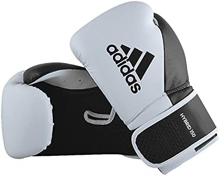 image:imageadidas Hybrid 150 Boxing Gloves Leather Training Boxing Gloves for Men amp Women Kickboxing Heavy Bag MMA amp Workout Gloves Available in 10 12 14 16 oz BlackWhite WhiteBlackWHITE BLACK