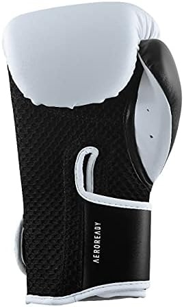 image:imageadidas Hybrid 150 Boxing Gloves Leather Training Boxing Gloves for Men amp Women Kickboxing Heavy Bag MMA amp Workout Gloves Available in 10 12 14 16 oz BlackWhite WhiteBlackWHITE BLACK