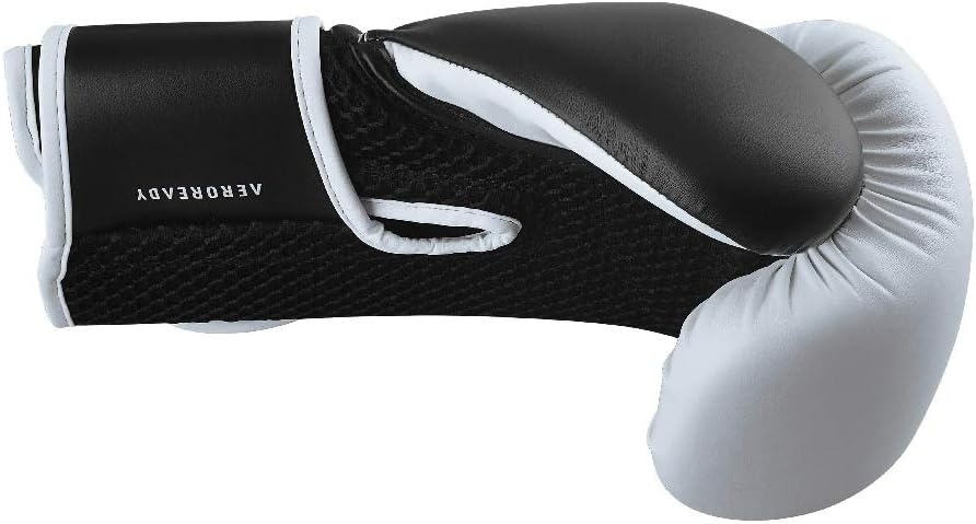 image:imageadidas Hybrid 150 Boxing Gloves Leather Training Boxing Gloves for Men amp Women Kickboxing Heavy Bag MMA amp Workout Gloves Available in 10 12 14 16 oz BlackWhite WhiteBlackWHITE BLACK