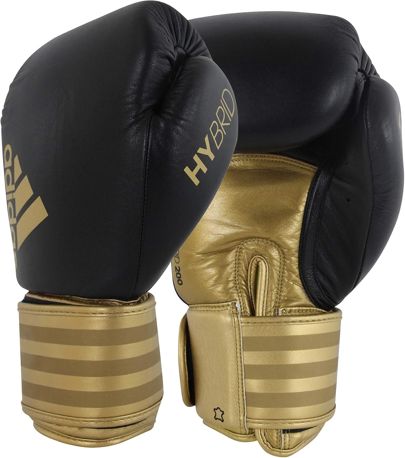 image:imageadidas Hybrid 200 Leather Boxing and Kickboxing Gloves for Women amp MenBLACKGOLD