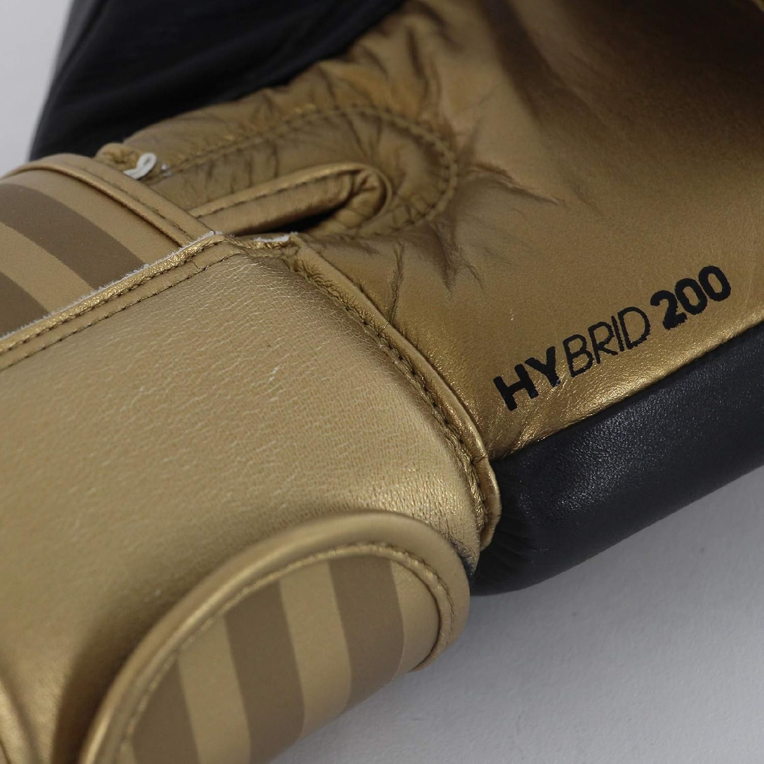 image:imageadidas Hybrid 200 Leather Boxing and Kickboxing Gloves for Women amp MenBLACKGOLD