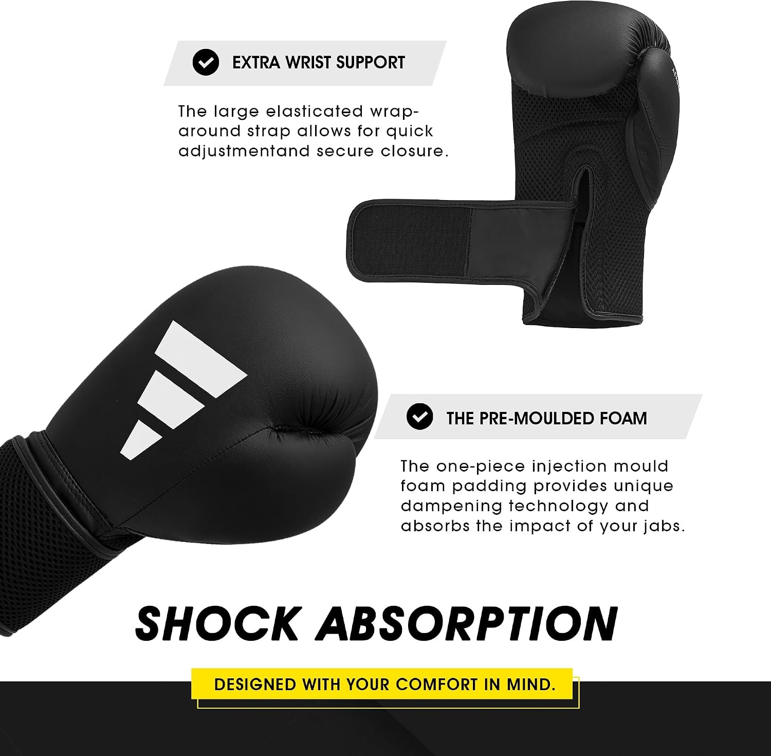 image:imageadidas Hybrid 25 Boxing Gloves for Boxing MMA Kickboxing Muay Thai Beginner Punching Bag Workouts Designed for Men amp Women Enhanced Training PerformanceBlack
