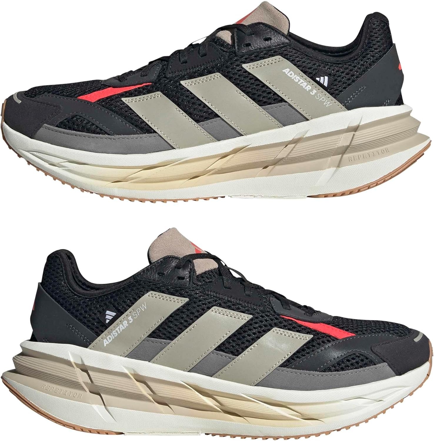image:imageadidas Mens Adistar 3 Sportswear Lace Up Sneakers Shoes Casual GreyBlackWonder BeigeLucid Red