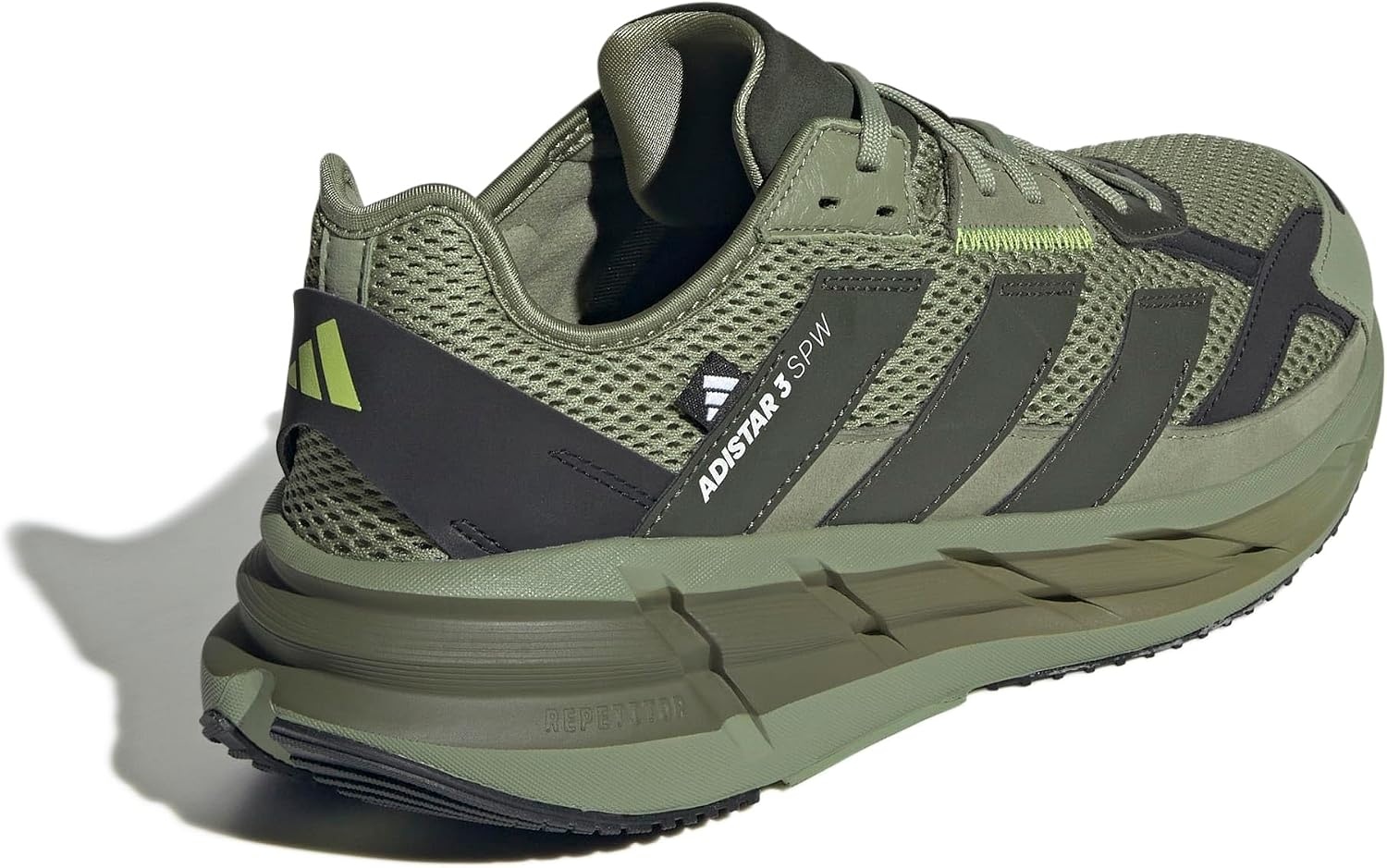 image:imageadidas Mens Adistar 3 Sportswear Lace Up Sneakers Shoes Casual GreyTent GreenNight CargoBlack