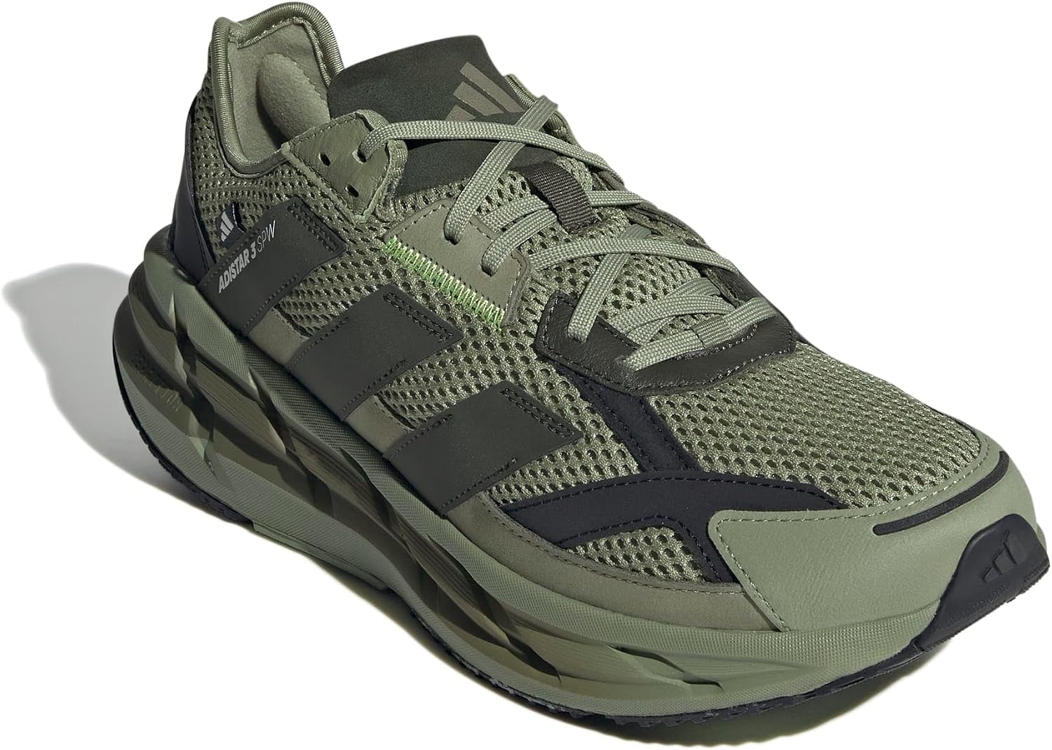 image:imageadidas Mens Adistar 3 Sportswear Lace Up Sneakers Shoes Casual GreyTent GreenNight CargoBlack