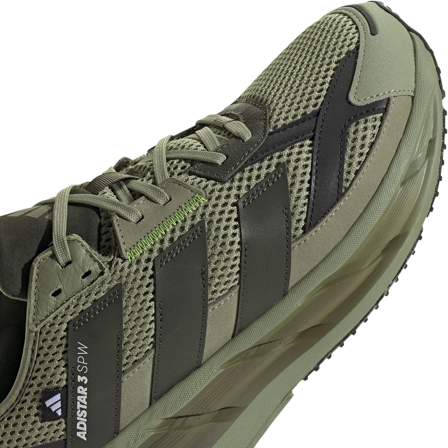 image:imageadidas Mens Adistar 3 Sportswear Lace Up Sneakers Shoes Casual GreyTent GreenNight CargoBlack