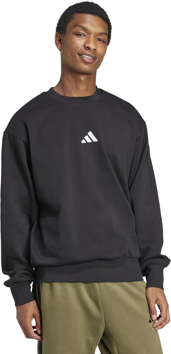 image:imageadidas Mens Essentials FeelCozy Fleece SweatshirtBlackWhite
