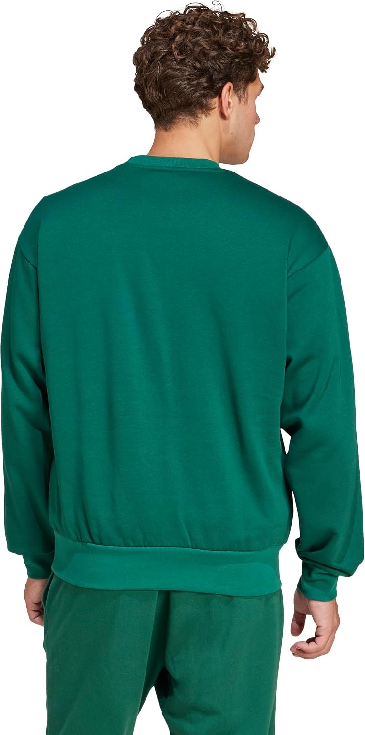 image:imageadidas Mens Essentials FeelCozy Fleece SweatshirtCollegiate GreenBlack