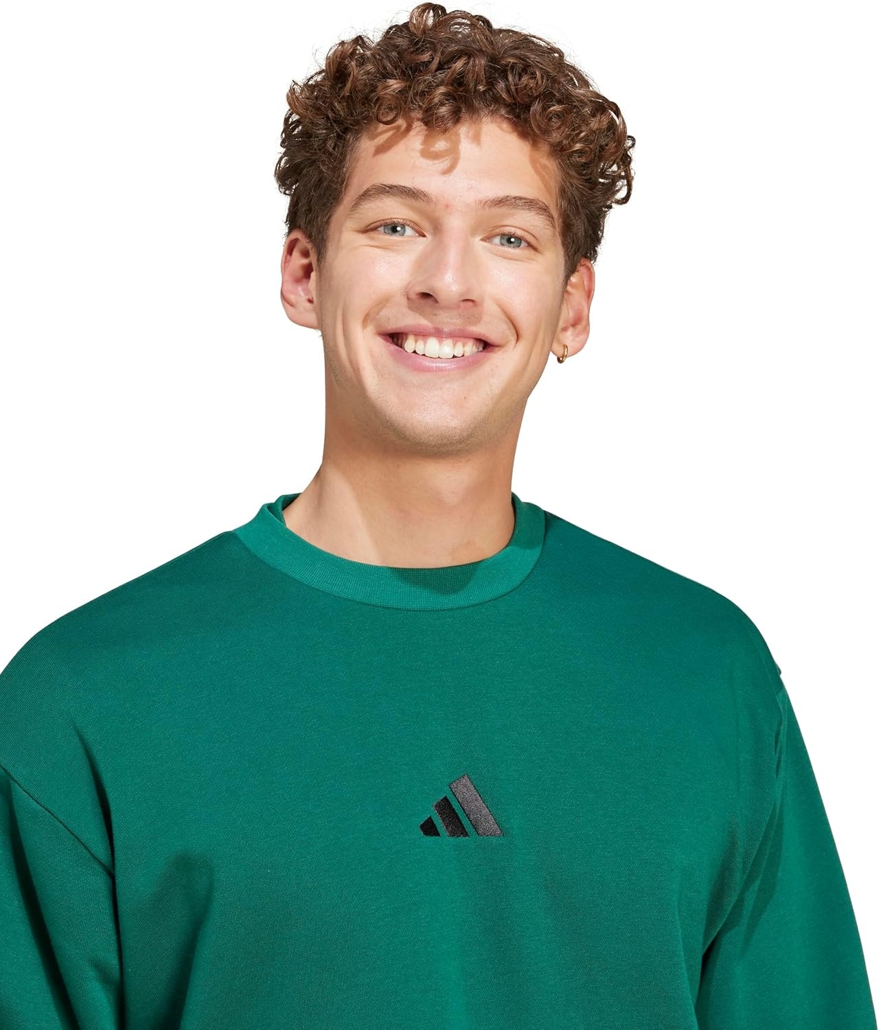 image:imageadidas Mens Essentials FeelCozy Fleece SweatshirtCollegiate GreenBlack