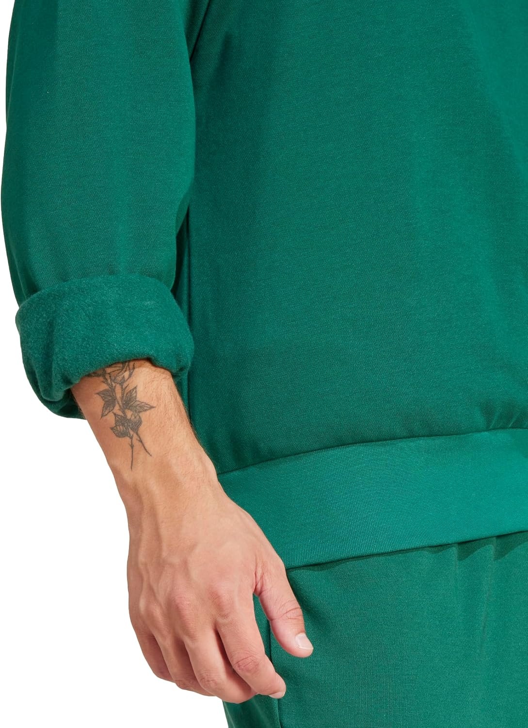 image:imageadidas Mens Essentials FeelCozy Fleece SweatshirtCollegiate GreenBlack