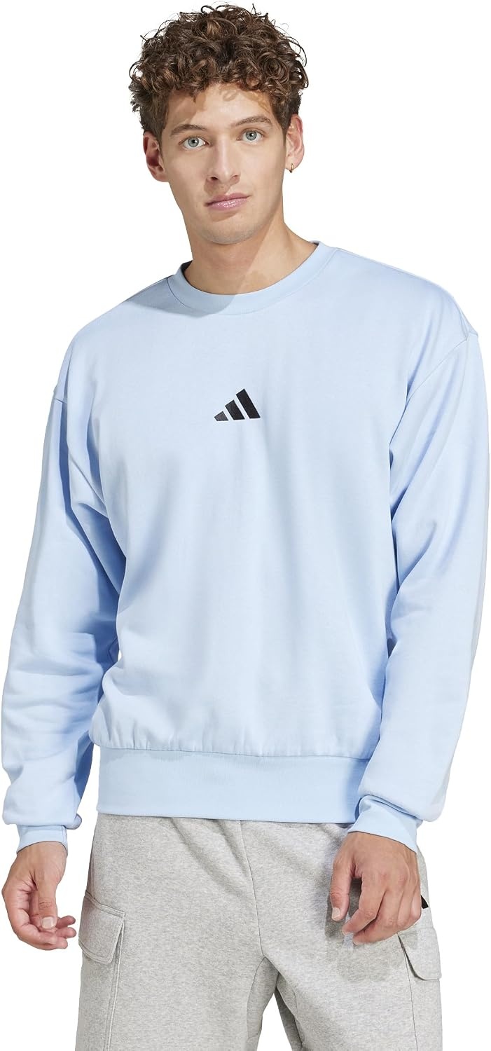 image:imageadidas Mens Essentials FeelCozy Fleece SweatshirtGlow BlueBlack