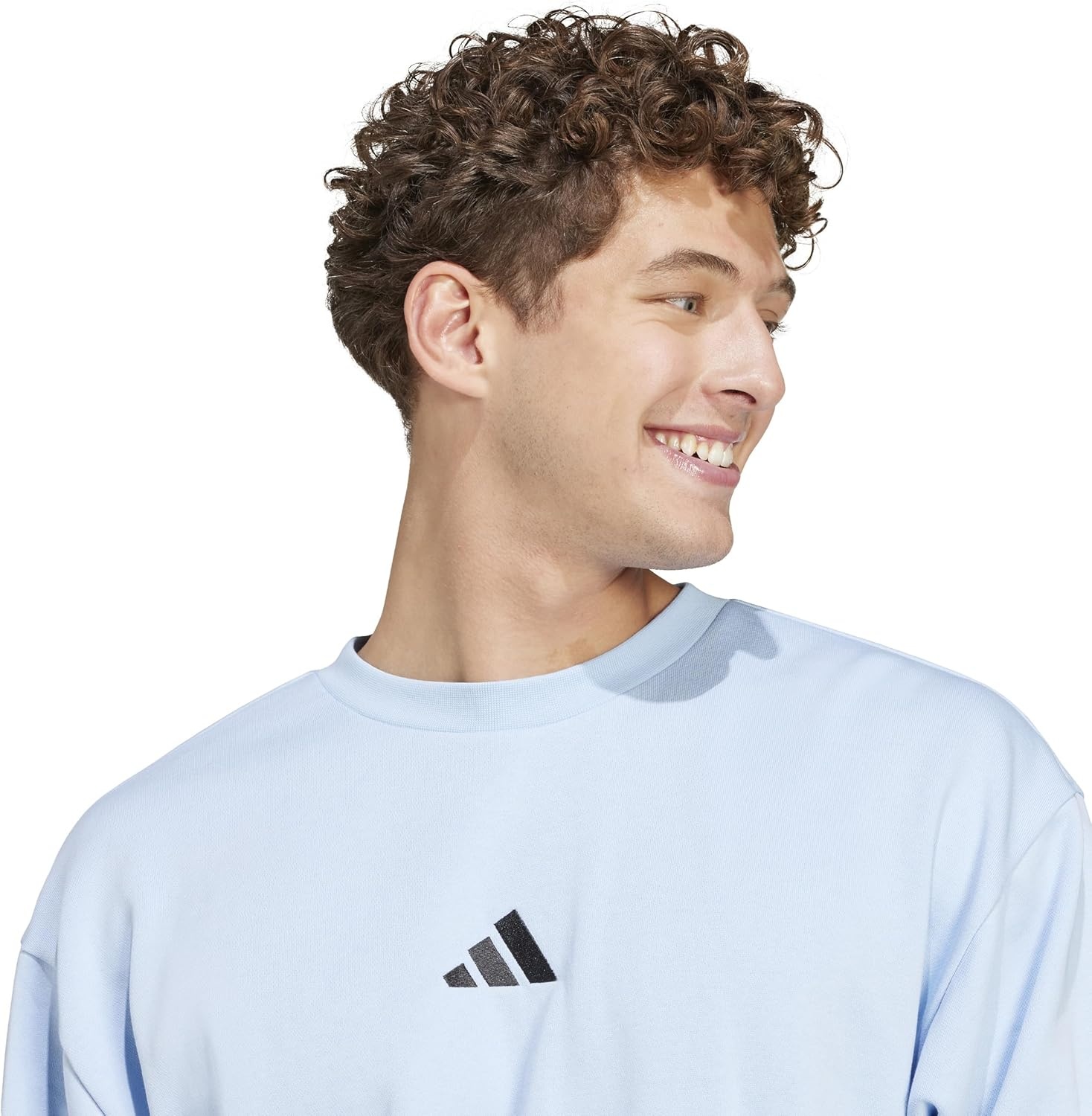 image:imageadidas Mens Essentials FeelCozy Fleece SweatshirtGlow BlueBlack