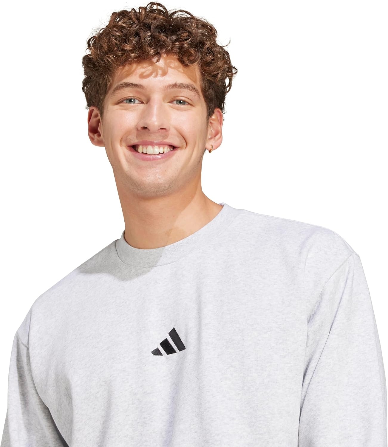 image:imageadidas Mens Essentials FeelCozy Fleece SweatshirtLight Grey HeatherBlack