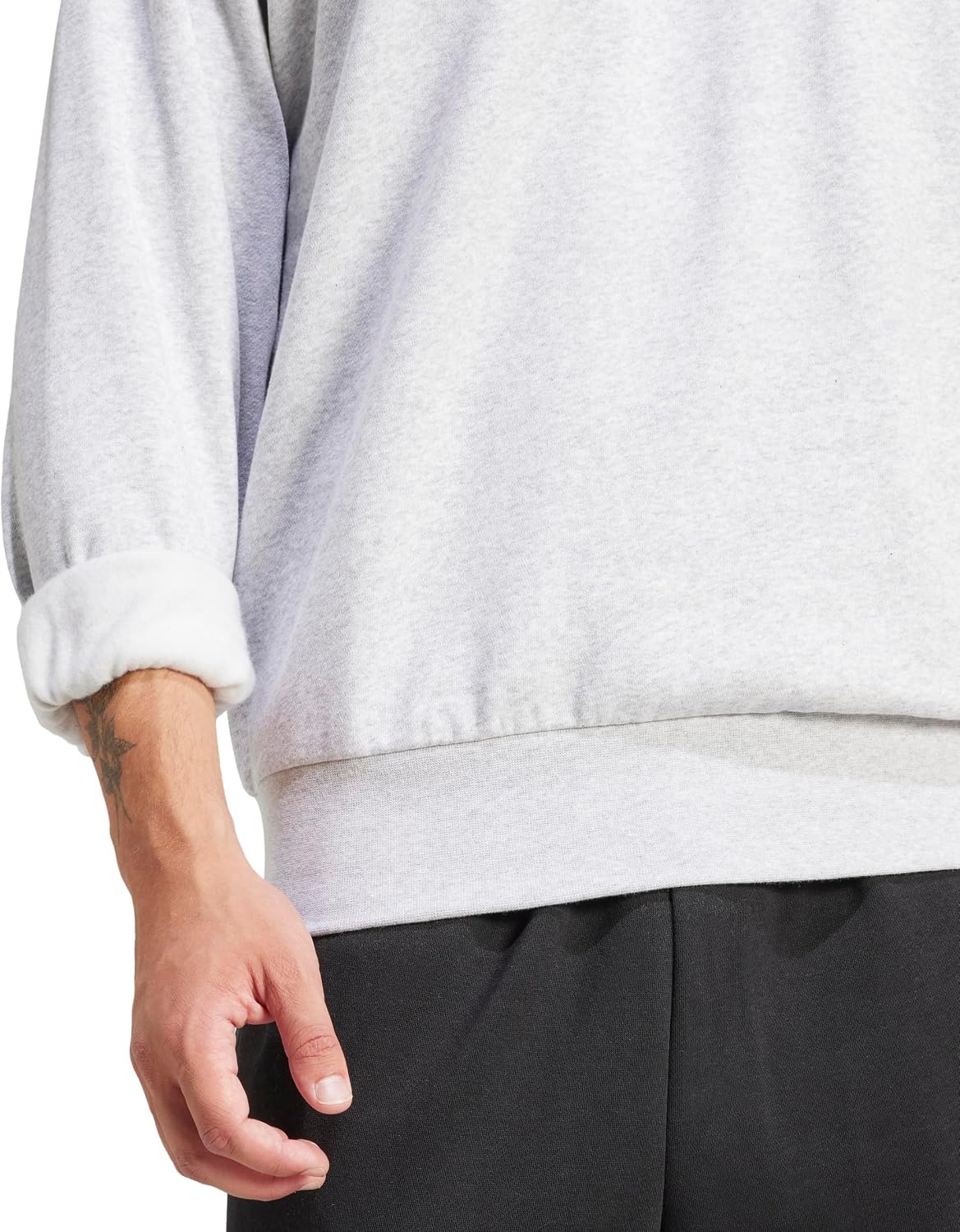 image:imageadidas Mens Essentials FeelCozy Fleece SweatshirtLight Grey HeatherBlack