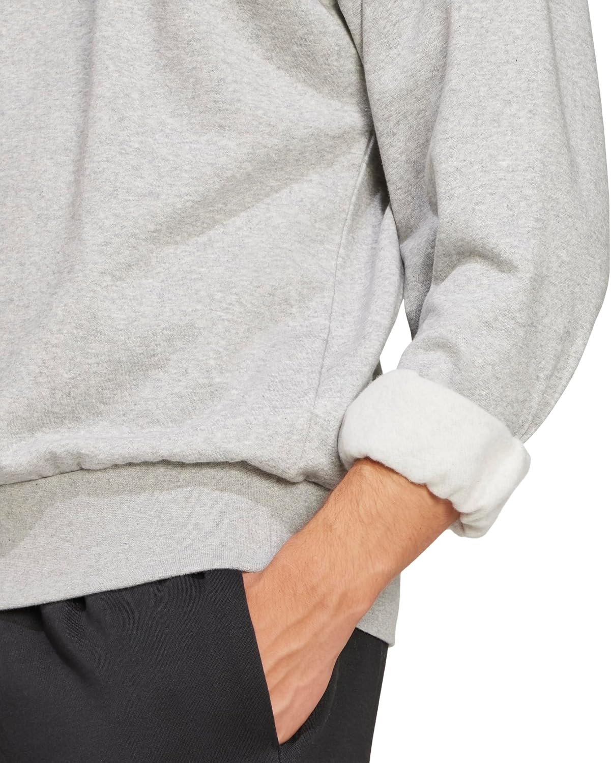 image:imageadidas Mens Essentials FeelCozy Fleece SweatshirtMedium Grey HeatherBlack