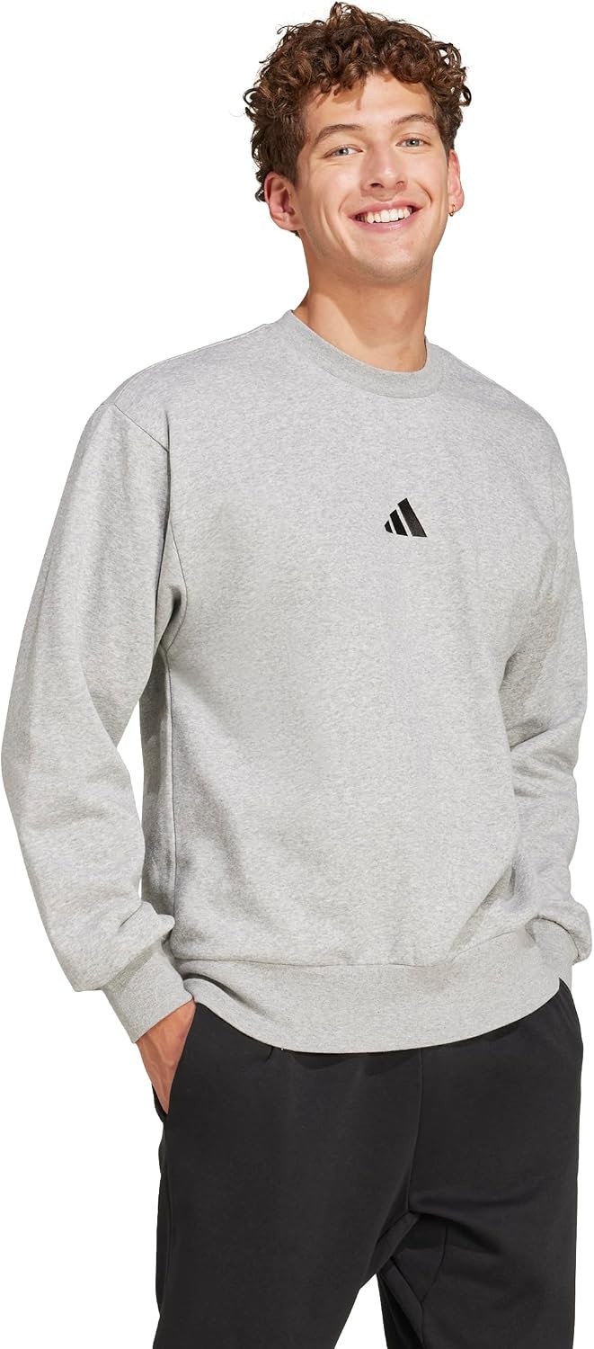 image:imageadidas Mens Essentials FeelCozy Fleece SweatshirtMedium Grey HeatherBlack