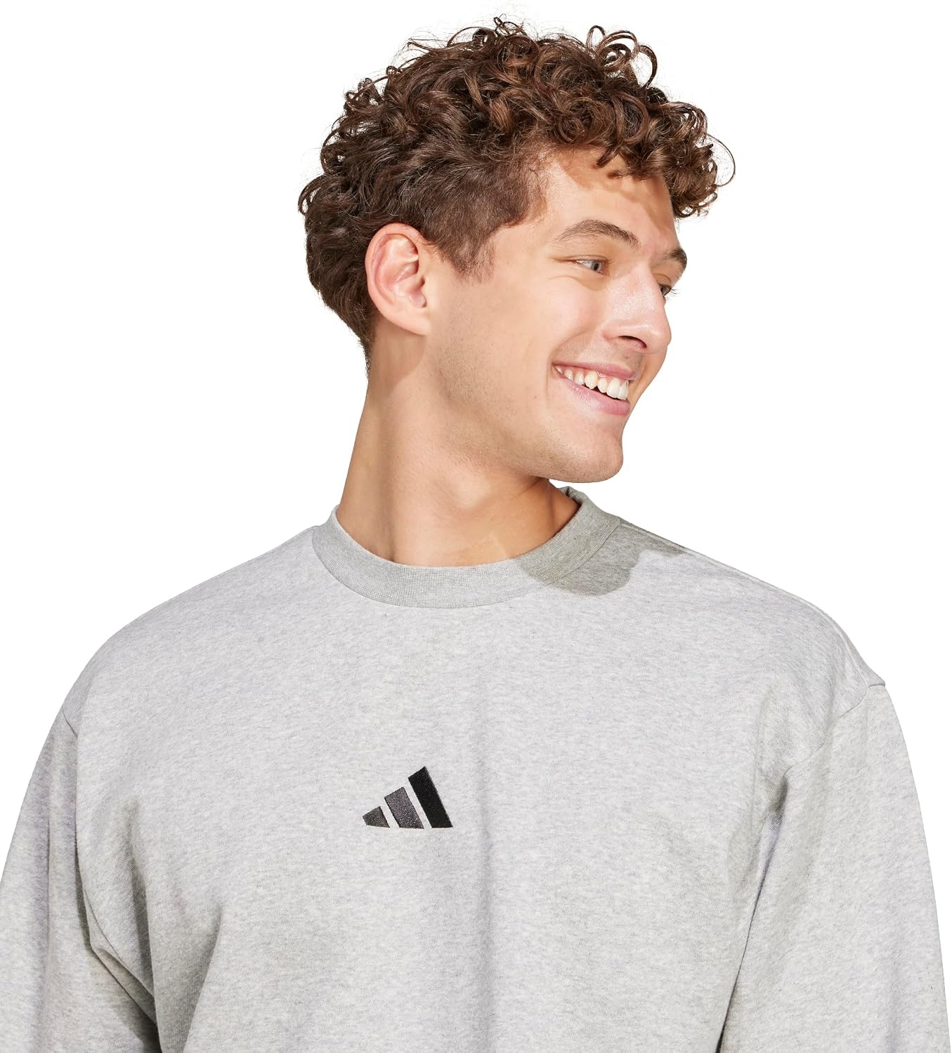image:imageadidas Mens Essentials FeelCozy Fleece SweatshirtMedium Grey HeatherBlack