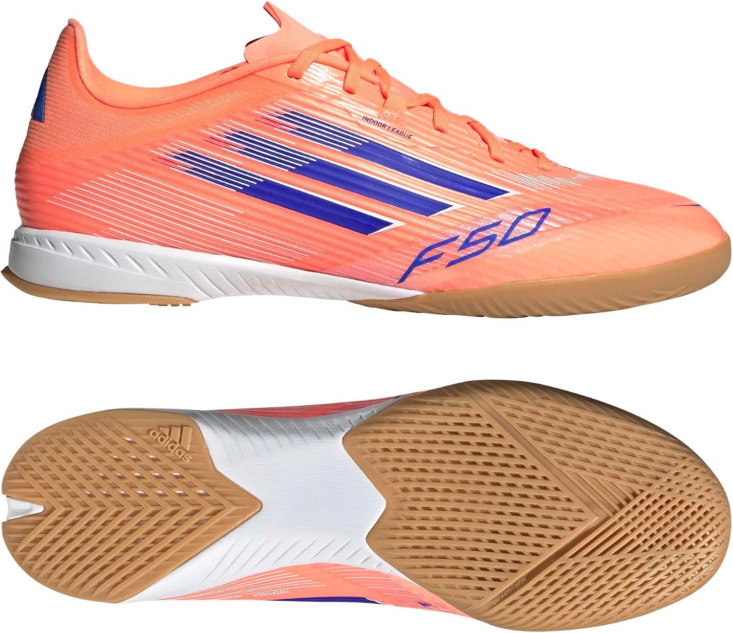 image:imageadidas Mens F50 League Indoor Soccer ShoesBeam OrangeLucid BlueWhite