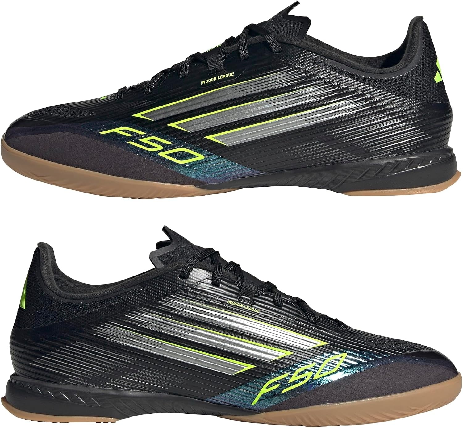 image:imageadidas Mens F50 League Indoor Soccer ShoesBlackIron MetallicLucid Lemon