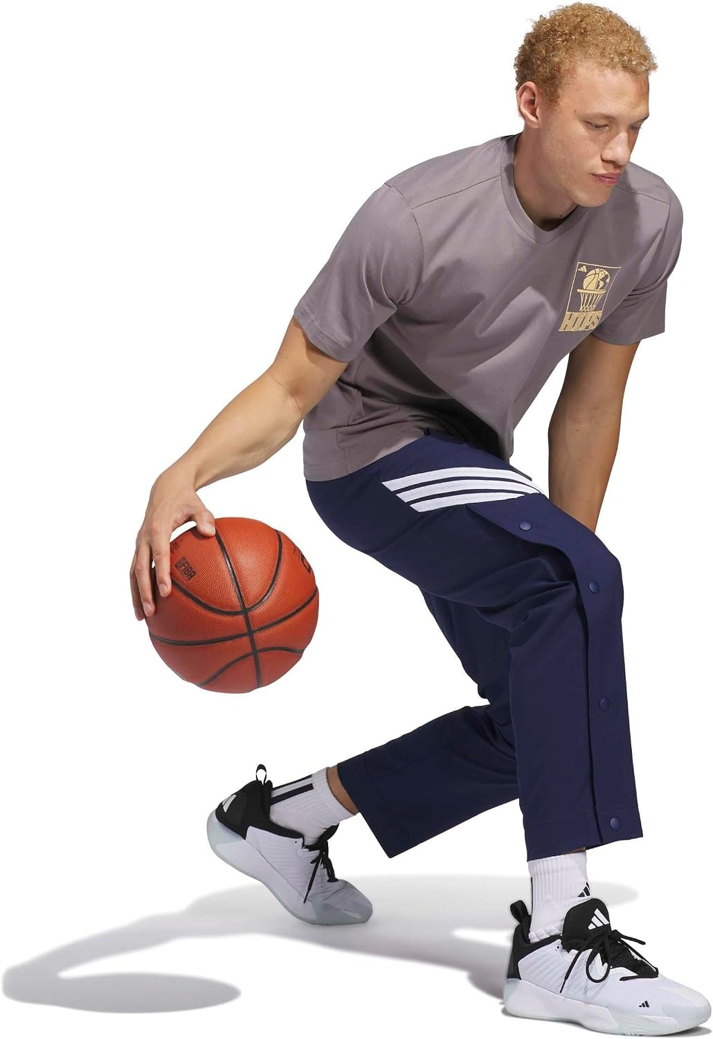 image:imageadidas Mens World Wide Hoops Graphic TShirtTaupe Oxide