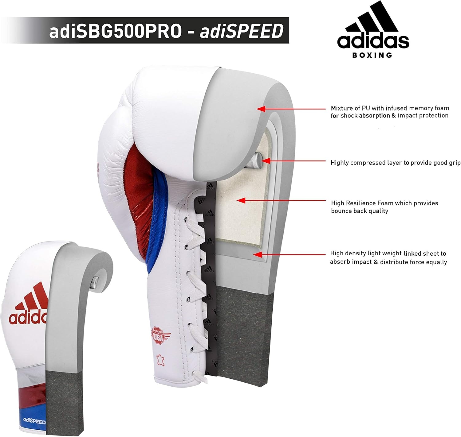 image:imageadidas Speed 500 Pro Boxing Gloves Genuine Leather Training Gloves for Men amp Women LaceUp Heavy Bag amp Kickboxing GlovesBLACKGOLDSILVER