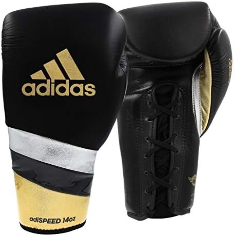 image:imageadidas Speed 500 Pro Boxing Gloves Genuine Leather Training Gloves for Men amp Women LaceUp Heavy Bag amp Kickboxing GlovesBLACKGOLDSILVER