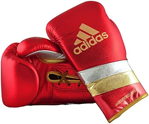 image:imageadidas Speed 500 Pro Boxing Gloves Genuine Leather Training Gloves for Men amp Women LaceUp Heavy Bag amp Kickboxing GlovesMET REDGOLDSILVER