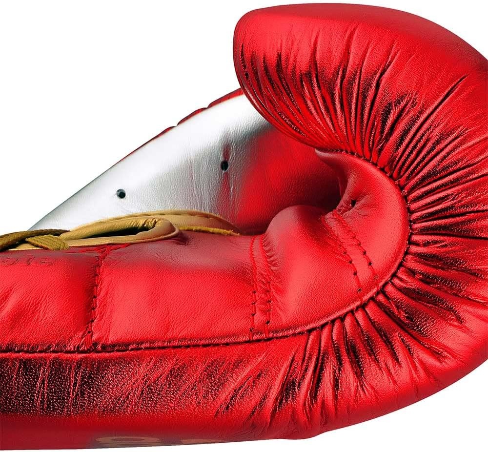 image:imageadidas Speed 500 Pro Boxing Gloves Genuine Leather Training Gloves for Men amp Women LaceUp Heavy Bag amp Kickboxing GlovesMET REDGOLDSILVER