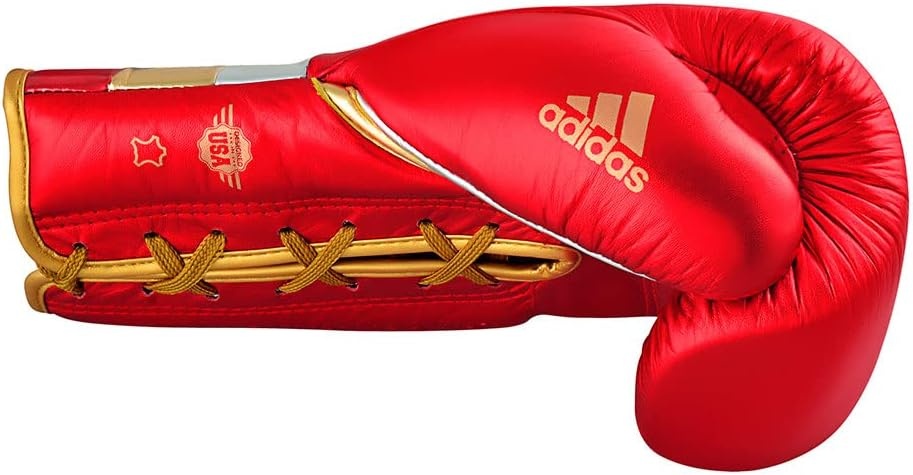 image:imageadidas Speed 500 Pro Boxing Gloves Genuine Leather Training Gloves for Men amp Women LaceUp Heavy Bag amp Kickboxing GlovesMET REDGOLDSILVER