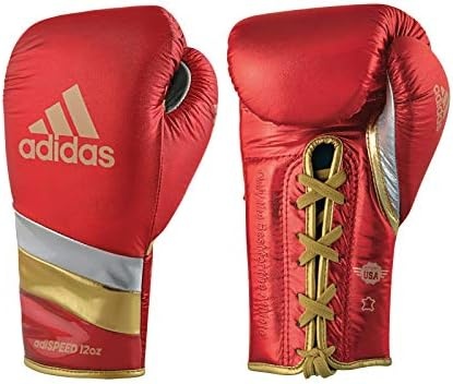 image:imageadidas Speed 500 Pro Boxing Gloves Genuine Leather Training Gloves for Men amp Women LaceUp Heavy Bag amp Kickboxing GlovesMET REDGOLDSILVER
