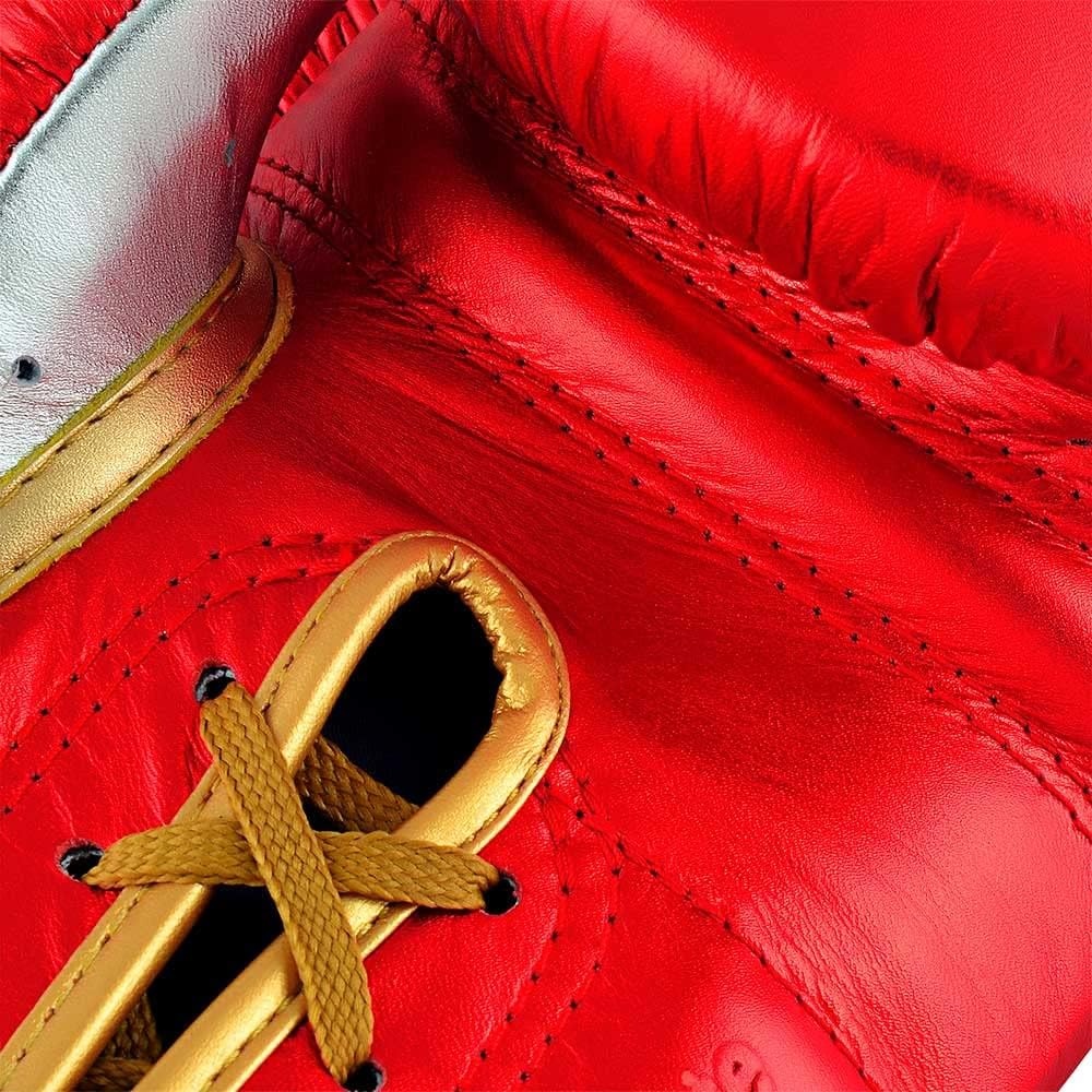 image:imageadidas Speed 500 Pro Boxing Gloves Genuine Leather Training Gloves for Men amp Women LaceUp Heavy Bag amp Kickboxing GlovesMET REDGOLDSILVER
