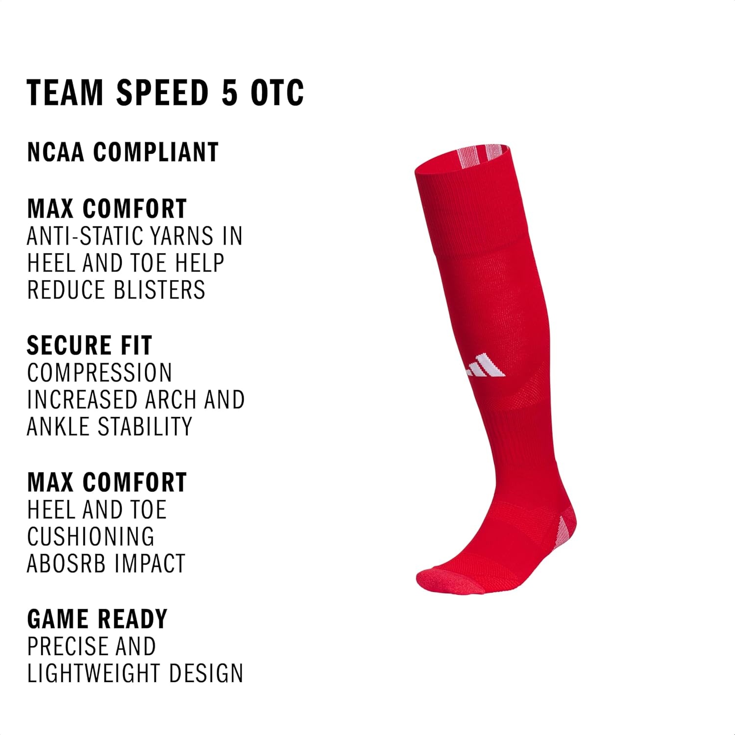 image:imageadidas Unisex Team Speed Soccer Socks or Calf Sleeves 1 Pair OvertheCalfBlackWhite5Sock