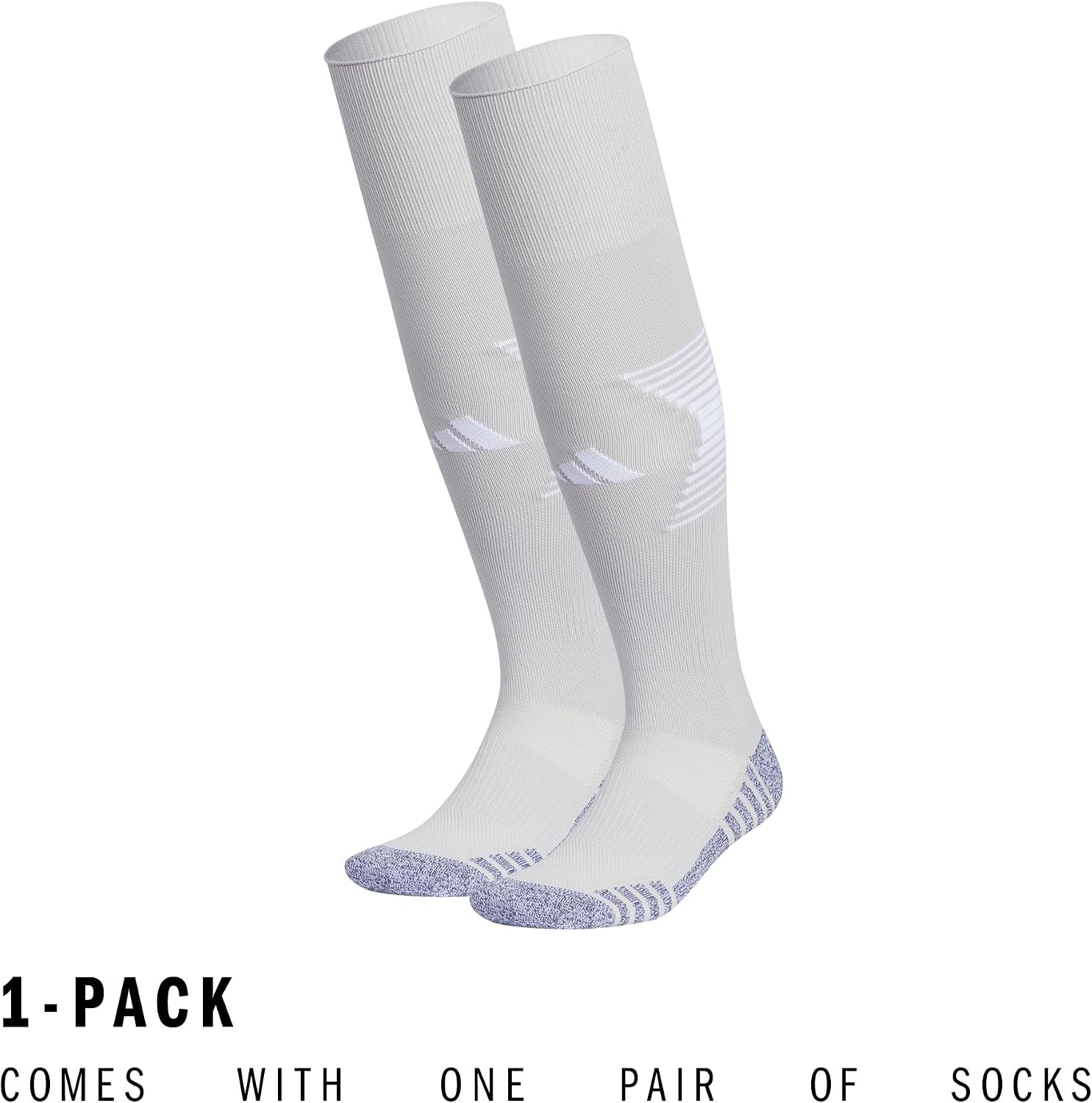 image:imageadidas Unisex Team Speed Soccer Socks or Calf Sleeves 1 Pair OvertheCalfTeam Light GreyWhite4Sock