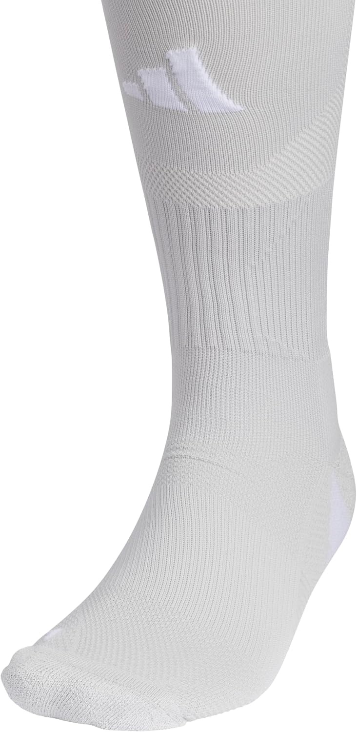 image:imageadidas Unisex Team Speed Soccer Socks or Calf Sleeves 1 Pair OvertheCalfTeam Light GreyWhite5Sock