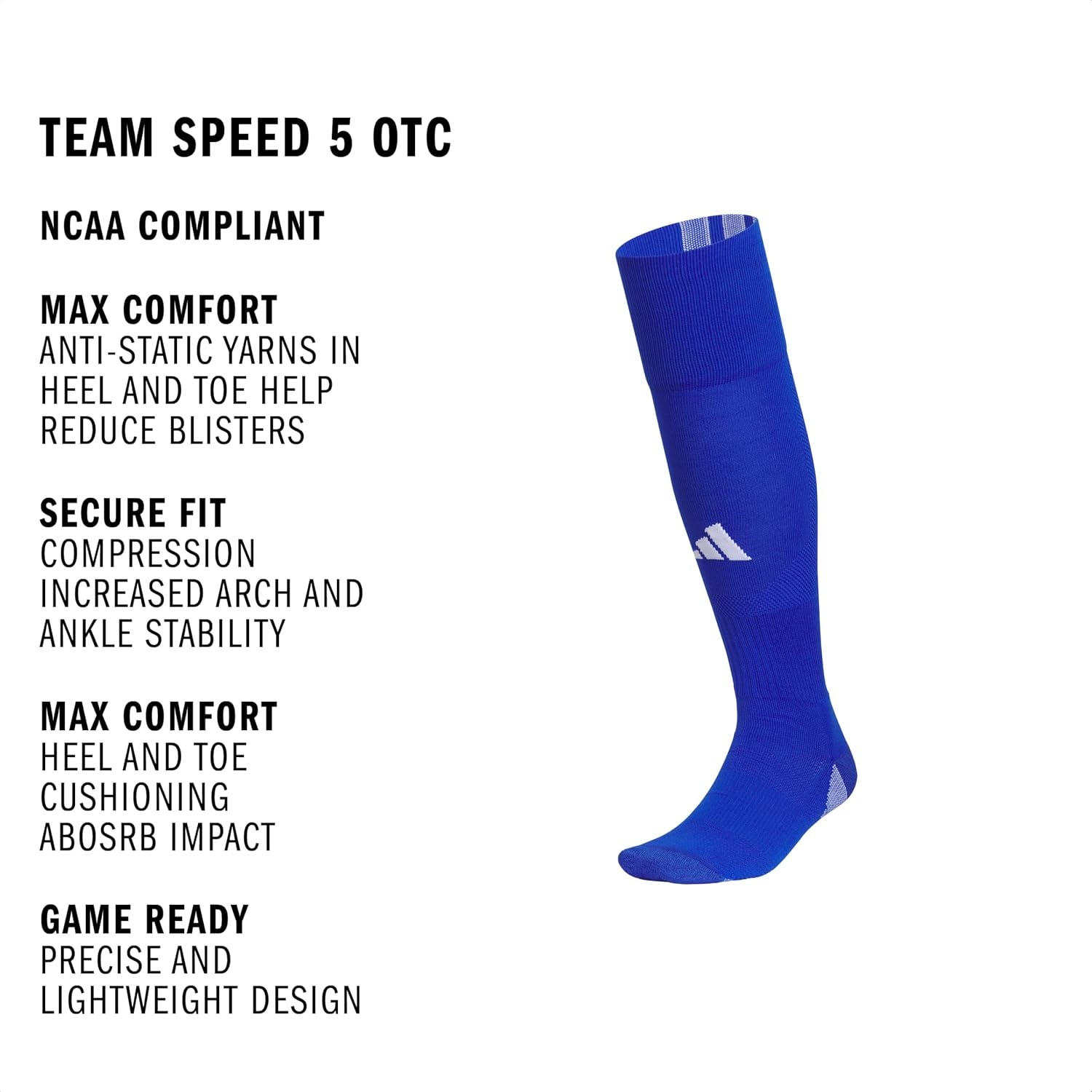 image:imageadidas Unisex Team Speed Soccer Socks or Calf Sleeves 1 Pair OvertheCalfTeam Navy Blue 2White5Sock