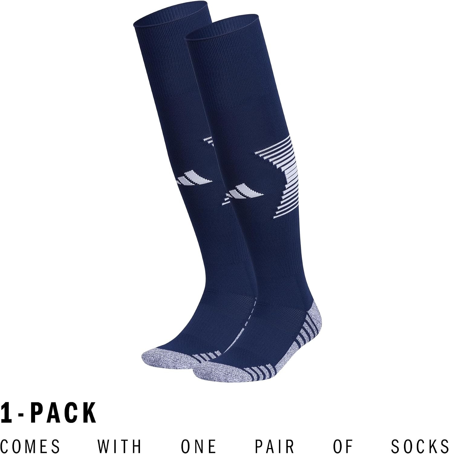 image:imageadidas Unisex Team Speed Soccer Socks or Calf Sleeves 1 Pair OvertheCalfTeam Navy BlueWhite4Sock